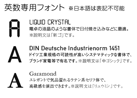 液晶・DIN・Garamond